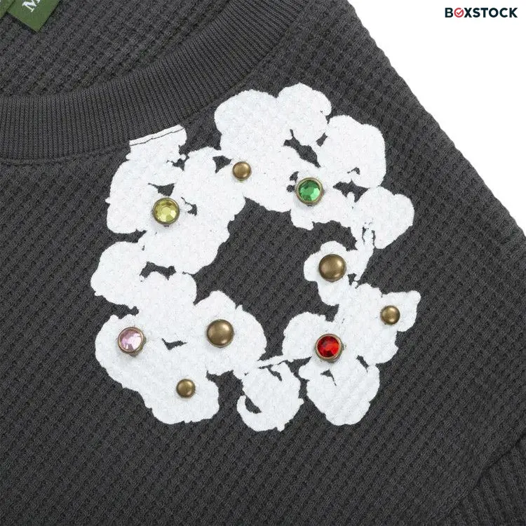 Denim Tears Rhinestone Wreath Thermal 'Vintage Black' Spring/Summer 2024