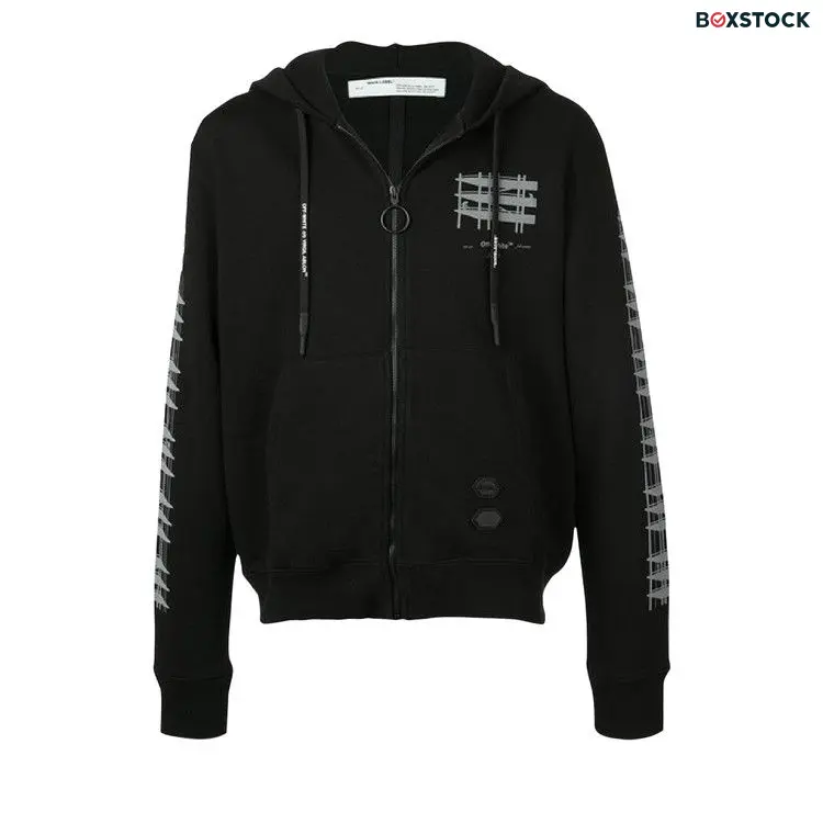 Off-White Diag Indus Slim Zipped Hoodie 'Black / Silver' Fall/Winter 2019