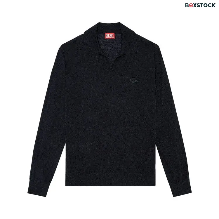 Diesel Glare Wool Polo Shirt 'Deep Black'