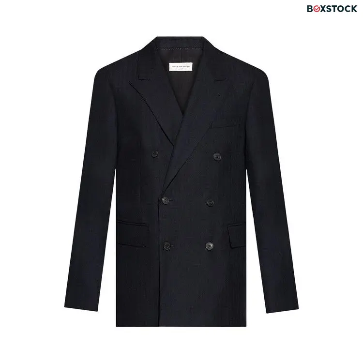 Dries Van Noten Slim Fit Double Breasted Blazer 'Navy' Blue Fall/Winter 2024