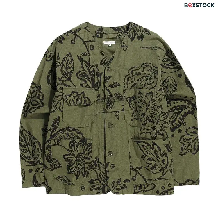 Engineered Garments Cardigan Jacket 'Olive Floral Print' Green Spring/Summer 2023