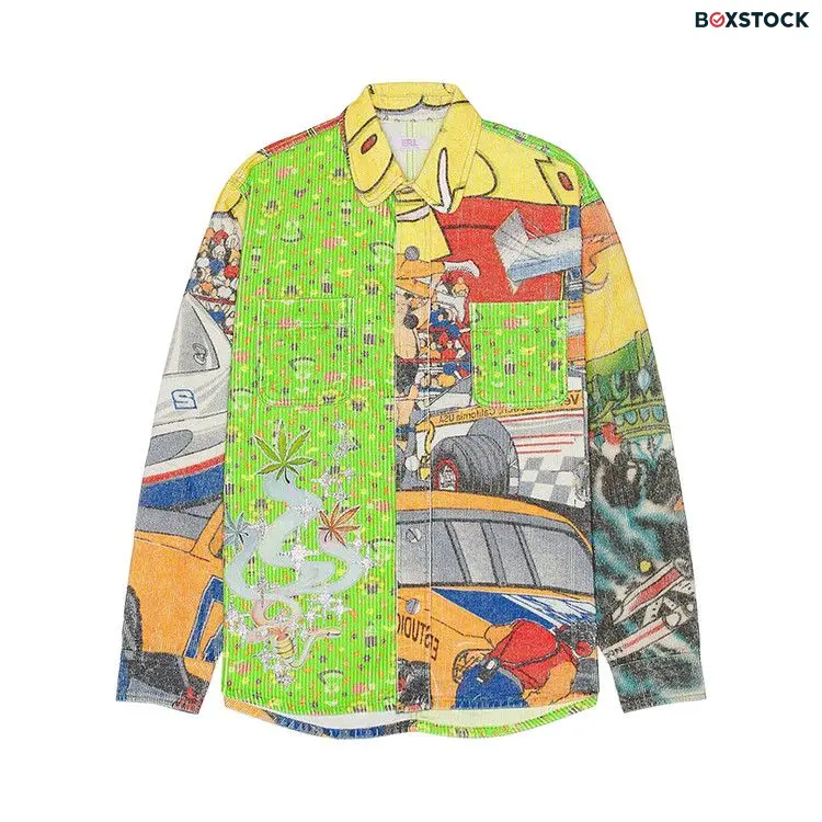 ERL Corduroy Printed Overshirt 'Green' Fall/Winter 2023