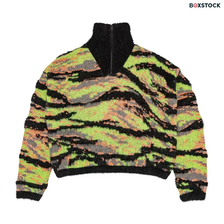 ERL Jacquard Tiger Sweater 'Green Rave Camo'