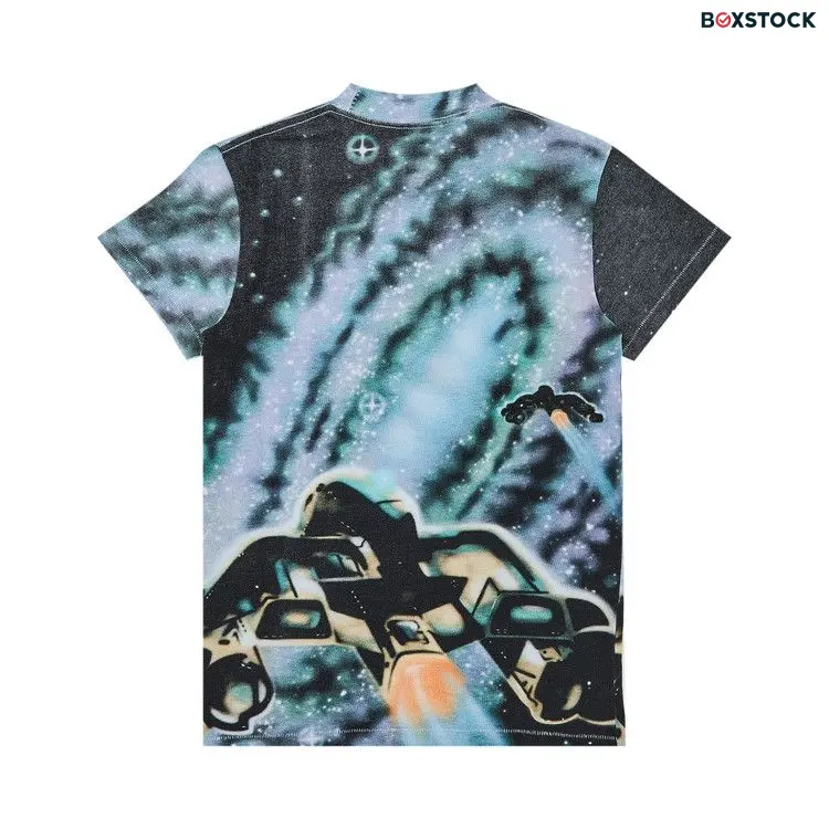 ERL Space Knit Tee 'Space Print' Blue Fall/Winter 2024