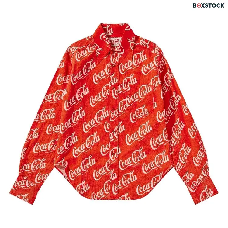 ERL Woven Printed Button Up Shirt 'Red Coca Cola' Spring/Summer 2024