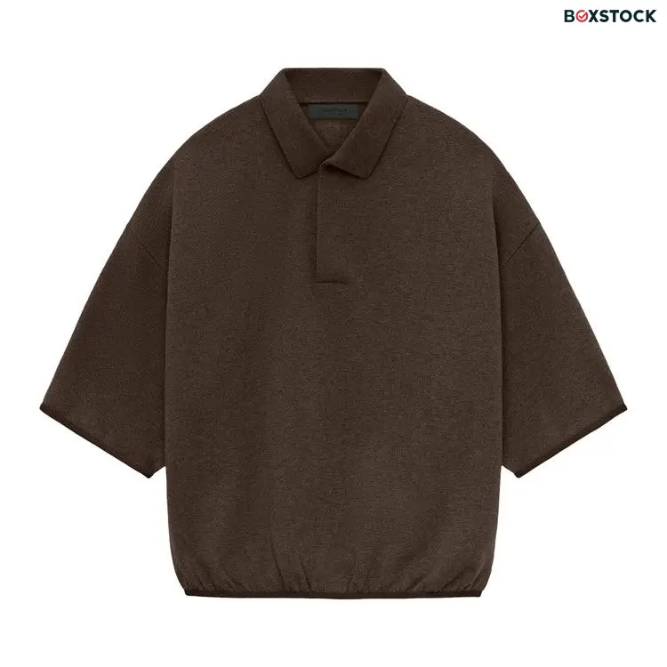 Fear of God Essentials 3/4 Sleeve Polo 'Heather Wood' Brown Spring/Summer 2024