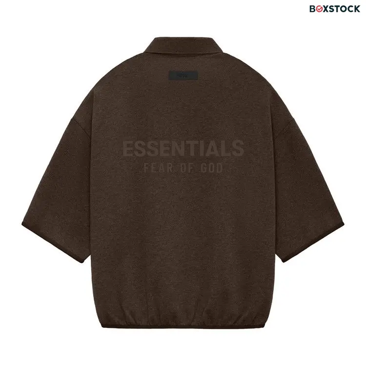 Fear of God Essentials 3/4 Sleeve Polo 'Heather Wood' Brown Spring/Summer 2024