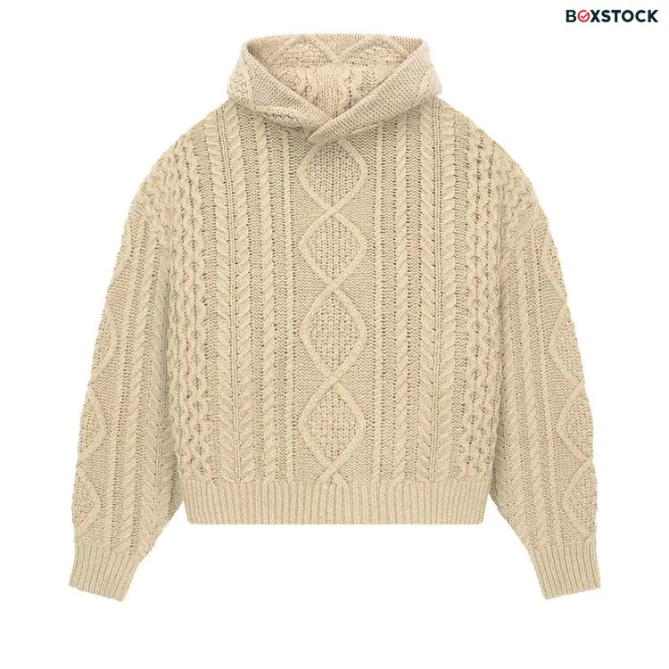 Fear of God Essentials Cable Knit Hoodie 'Gold Heather' Tan Fall/Winter 2023