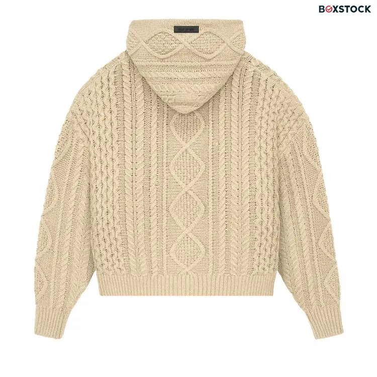 Fear of God Essentials Cable Knit Hoodie 'Gold Heather' Tan Fall/Winter 2023