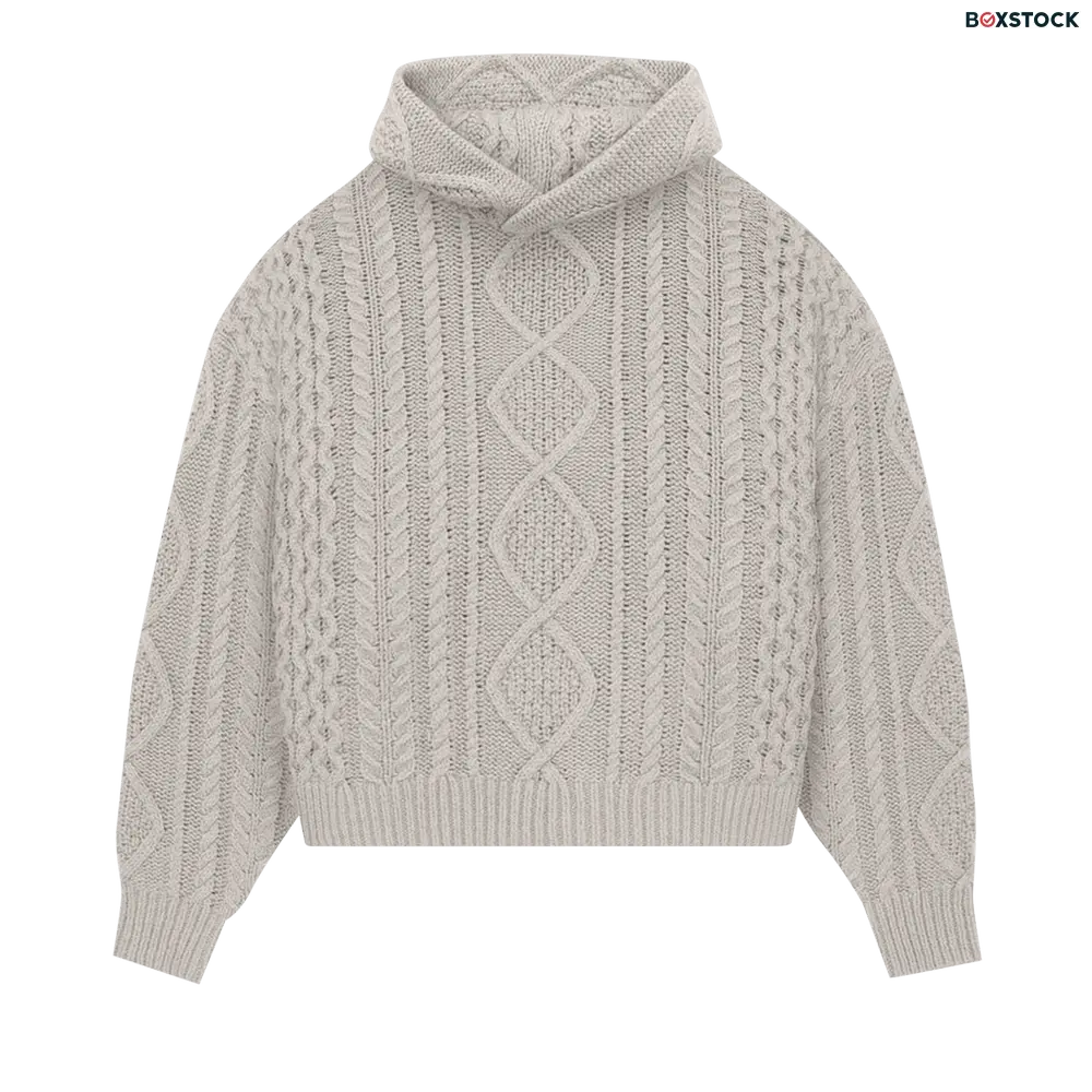 Fear of God Essentials Cable Knit Hoodie 'Silver Cloud' Grey Fall/Winter 2023
