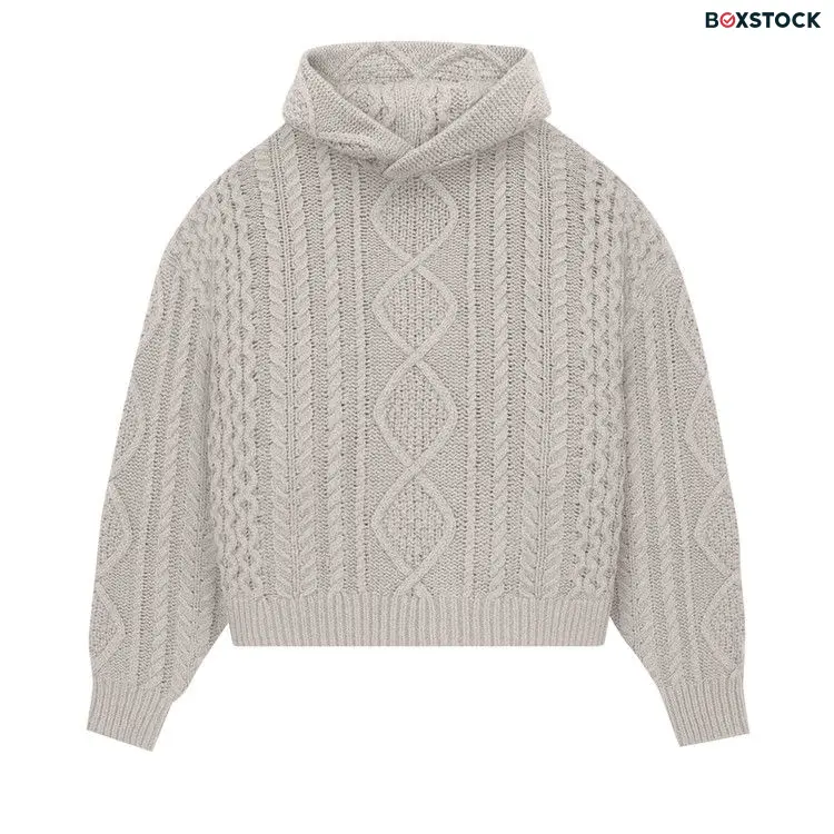 Fear of God Essentials Cable Knit Hoodie 'Silver Cloud' Grey Fall/Winter 2023