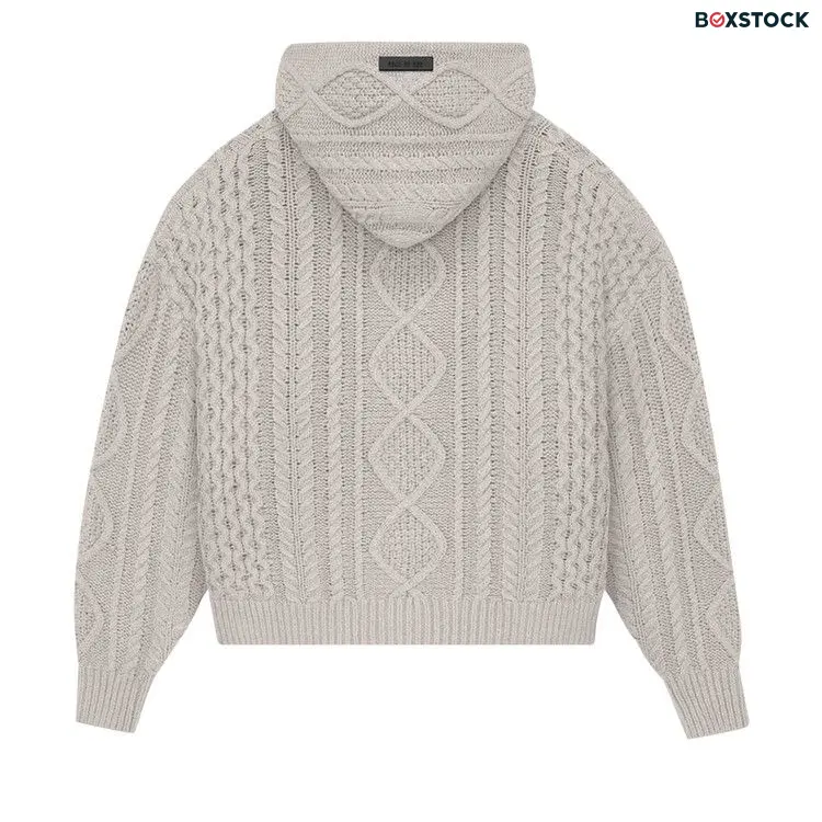 Fear of God Essentials Cable Knit Hoodie 'Silver Cloud' Grey Fall/Winter 2023