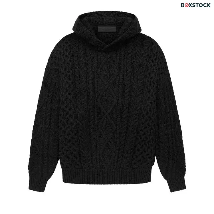 Fear of God Essentials Cable Knit Hoodie 'Jet Black' Spring/Summer 2023