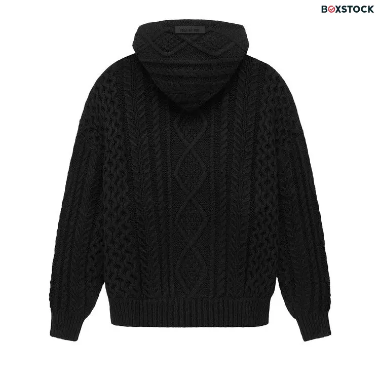Fear of God Essentials Cable Knit Hoodie 'Jet Black' Spring/Summer 2023
