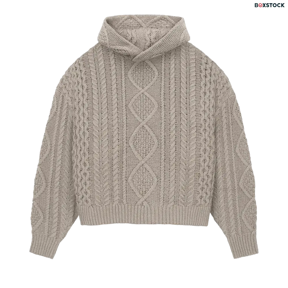 Fear of God Essentials Cable Knit Hoodie 'Core Heather' Brown Fall/Winter 2023
