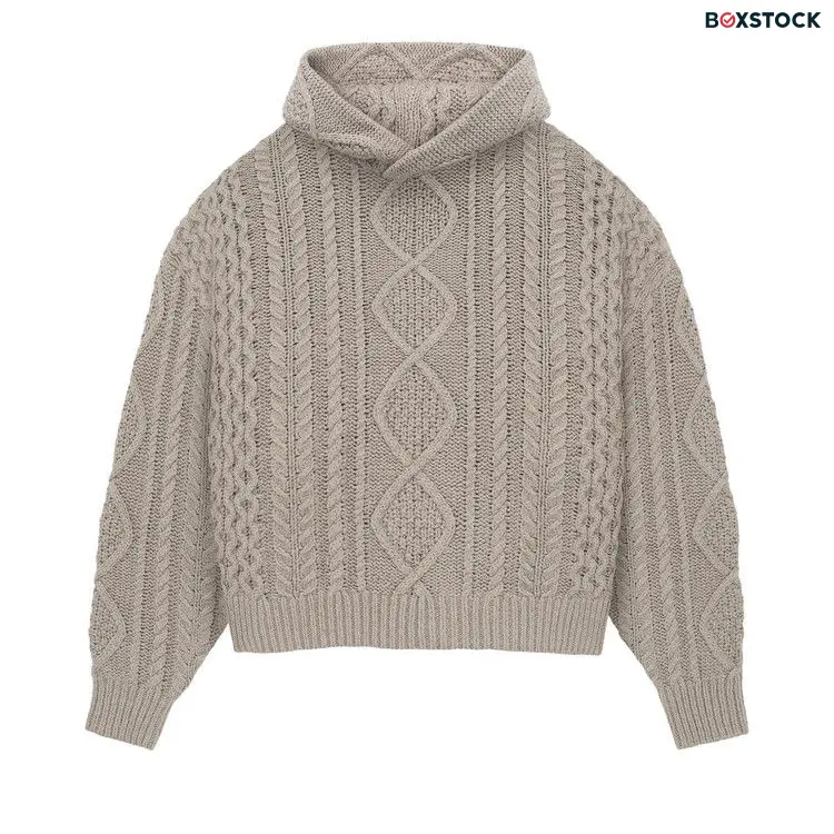 Fear of God Essentials Cable Knit Hoodie 'Core Heather' Brown Fall/Winter 2023