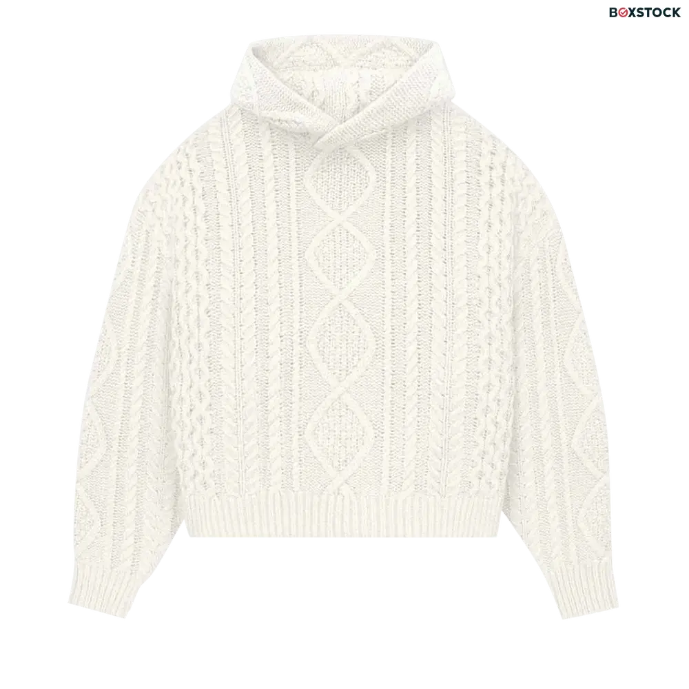 Fear of God Essentials Cable Knit Hoodie 'Cloud Dancer' Cream Fall/Winter 2023