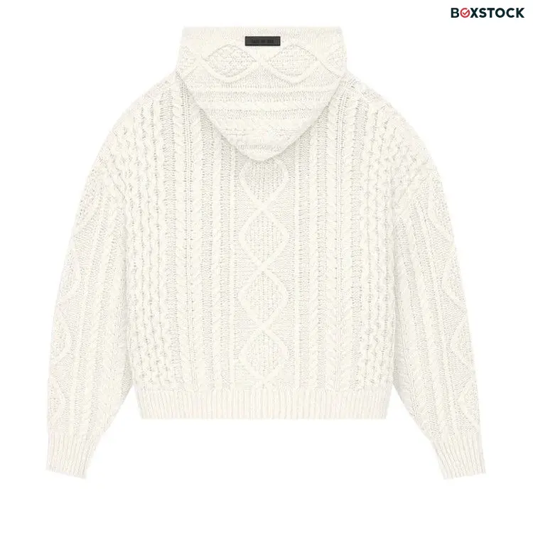 Fear of God Essentials Cable Knit Hoodie 'Cloud Dancer' Cream Fall/Winter 2023