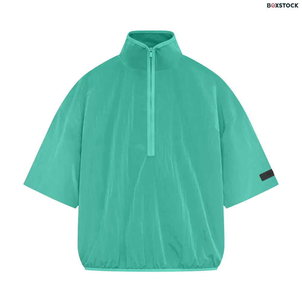 Fear of God Essentials Crinkle Nylon Half Zip Short-Sleeve Shirt 'Mint Leaf' Green Spring/Summer 2024