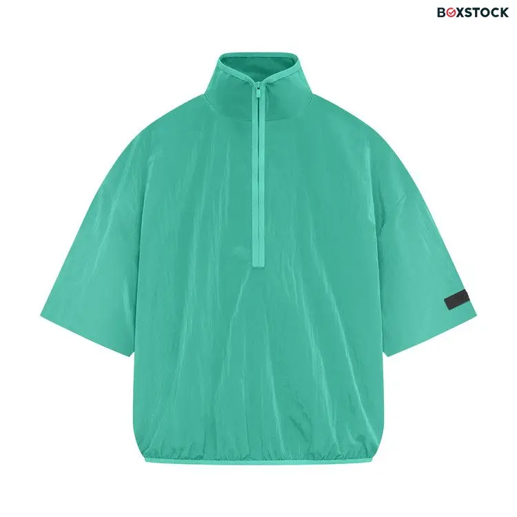 Fear of God Essentials Crinkle Nylon Half Zip Short-Sleeve Shirt 'Mint Leaf' Green Spring/Summer 2024