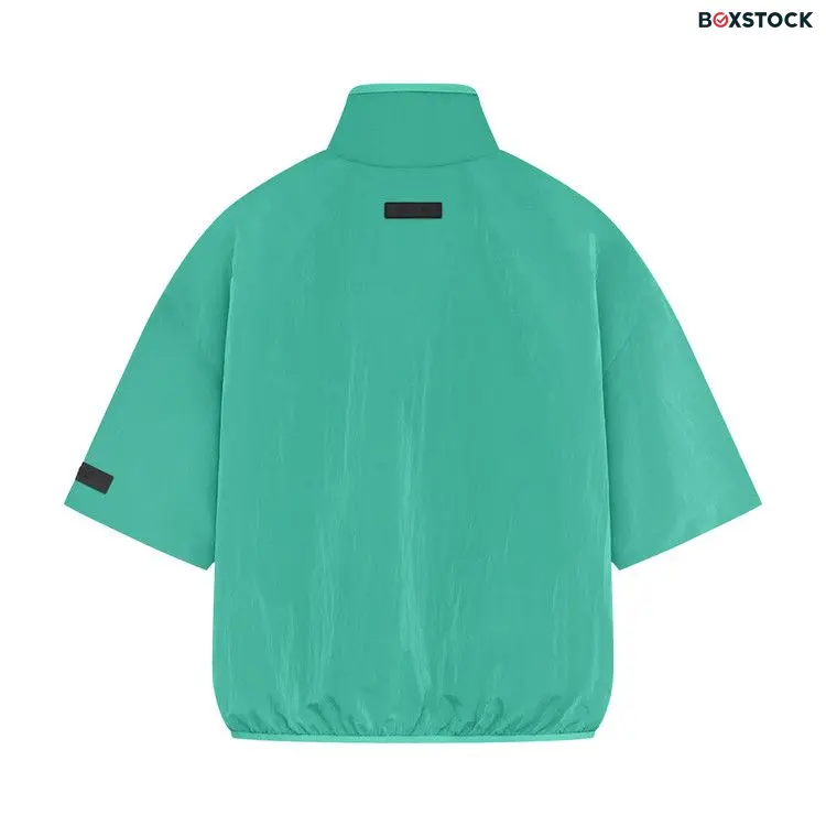 Fear of God Essentials Crinkle Nylon Half Zip Short-Sleeve Shirt 'Mint Leaf' Green Spring/Summer 2024
