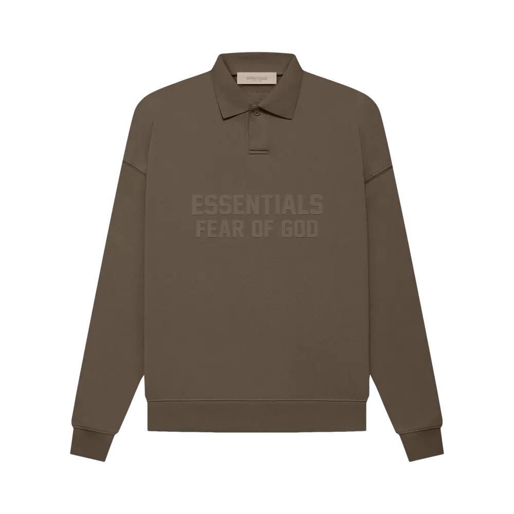 Fear of God Essentials Long-Sleeve Polo 'Wood' Brown Fall/Winter 2022 192SU225144FW