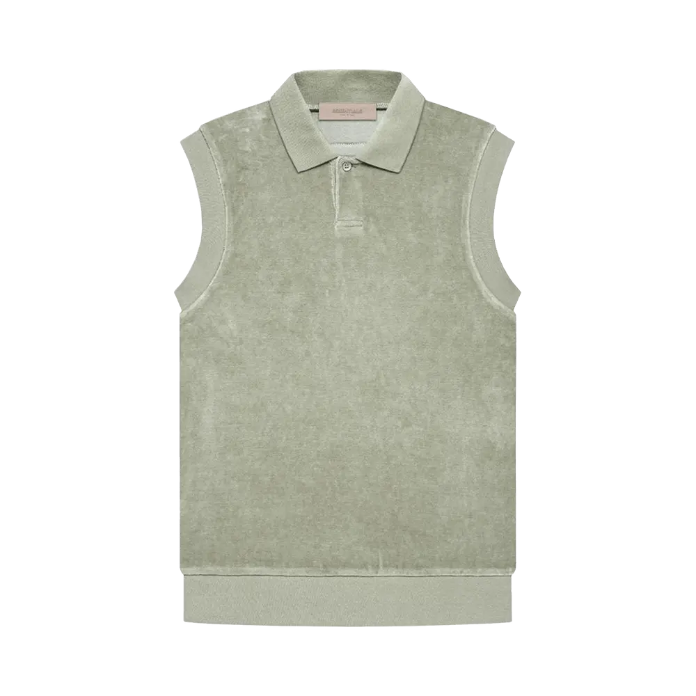 Fear of God Essentials Velour Sleeveless Polo 'Seafoam' Green Spring/Summer 2022