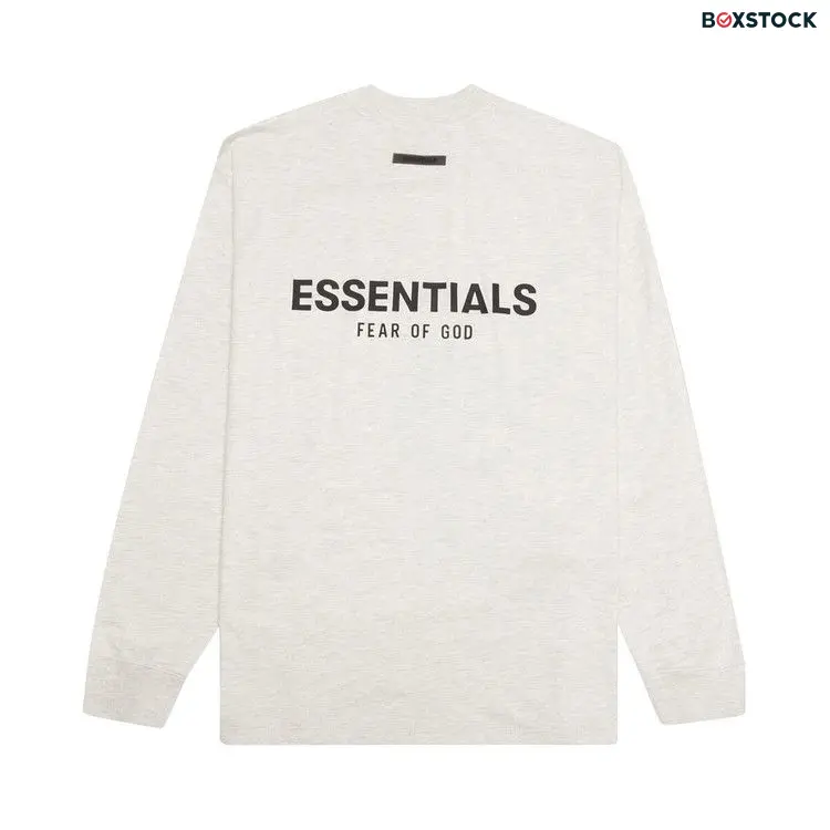 Fear of God Essentials Long-Sleeve Tee 'Light Heather Oatmeal' Cream