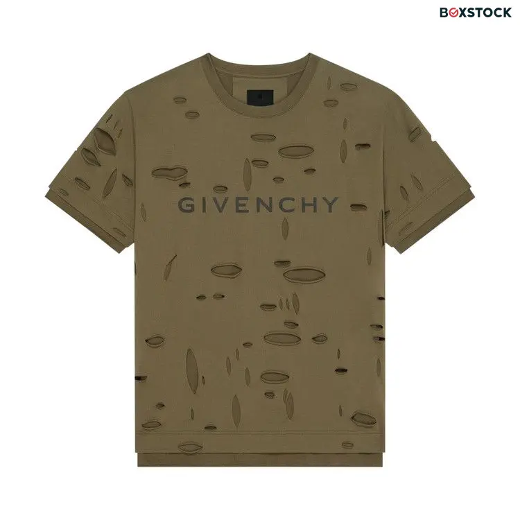 Givenchy 2 Layers Classic Fit Hole T-Shirt 'Khaki' Tan Fall/Winter 2023