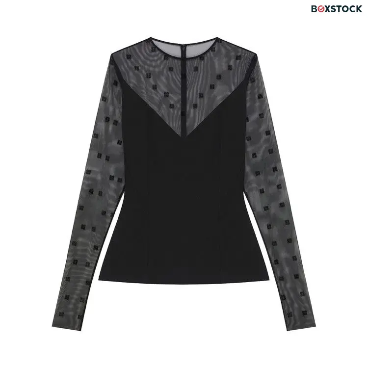 Givenchy 4G Tulle Long-Sleeve Top 'Black' Fall/Winter 2023