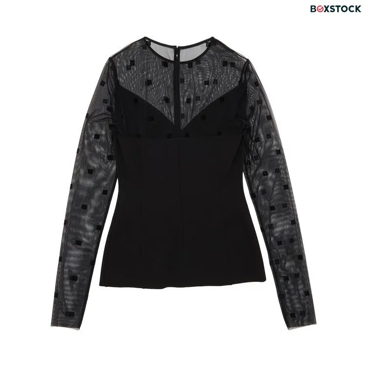 Givenchy 4G Tulle Long-Sleeve Top 'Black' Fall/Winter 2023