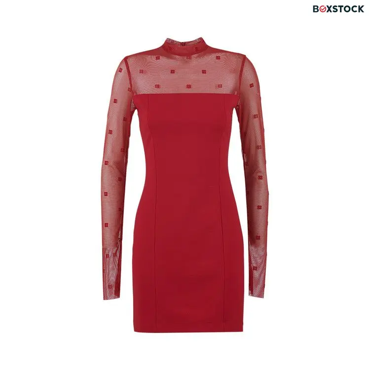 Givenchy Mock Neck Midi Tubino Dress 'Vermillion' Red Spring/Summer 2023