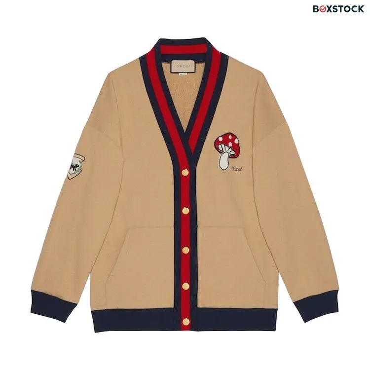 Gucci Embroidered Jersey Cardigan 'Camel' Tan Fall/Winter 2023