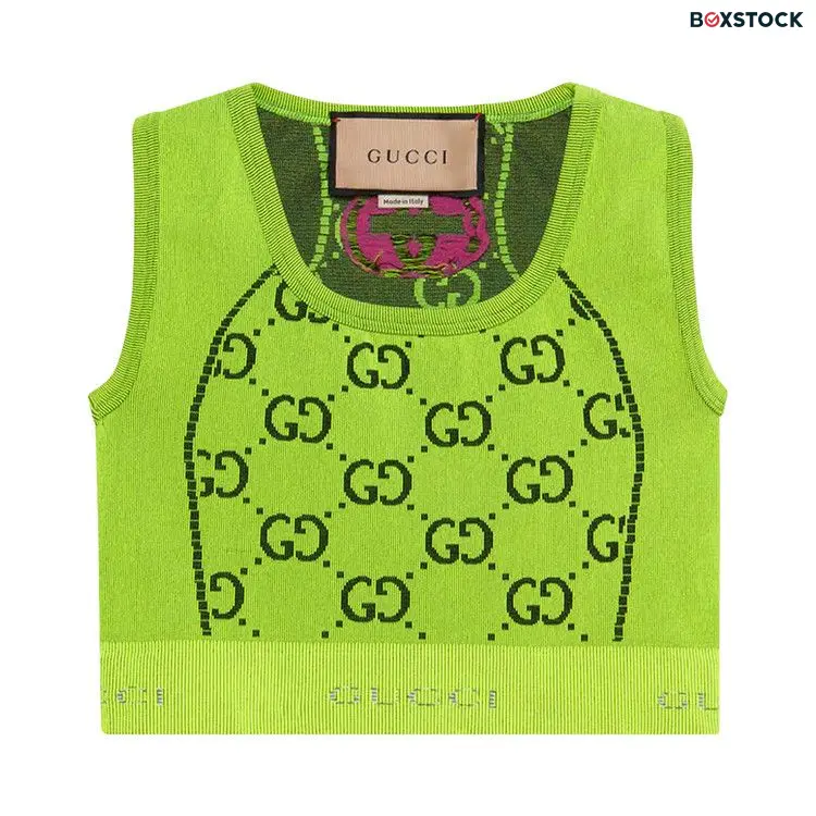 Gucci GG Jersey Jacquard Sleeveless Top 'Fluo Yellow/Black' Fall/Winter 2022