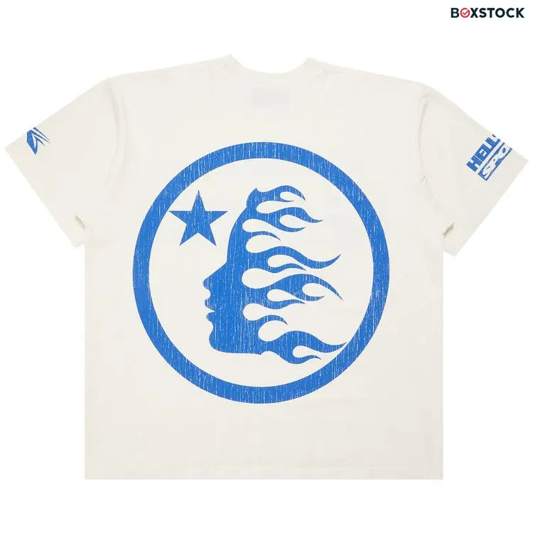 Hellstar Beat Us! T-Shirt 'White/Blue' Cream Spring/Summer 2024