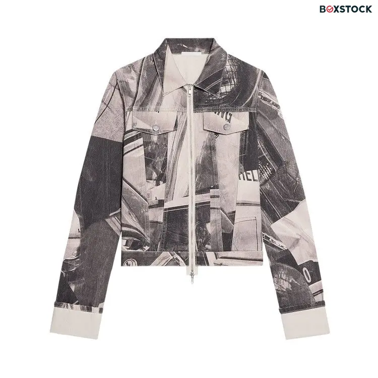 Helmut Lang Zip Up Trucker Printed Denim Jacket 'Multicolor' Multi-Color Spring/Summer 2024