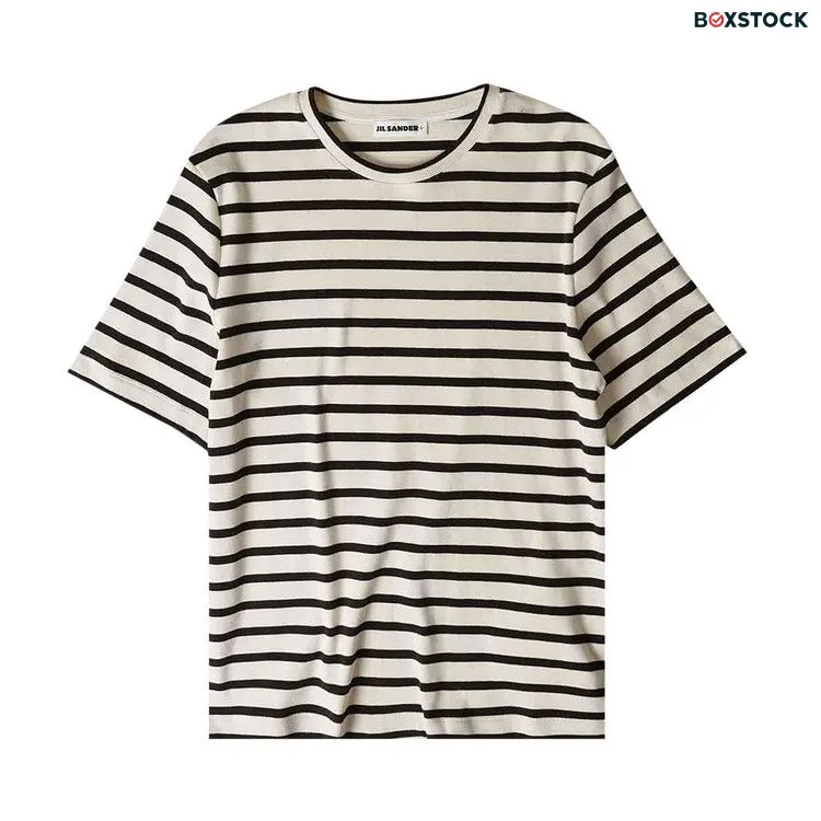 Jil Sander Plus Striped Back Logo T-Shirt 'Natural/Black' Cream Spring/Summer 2023