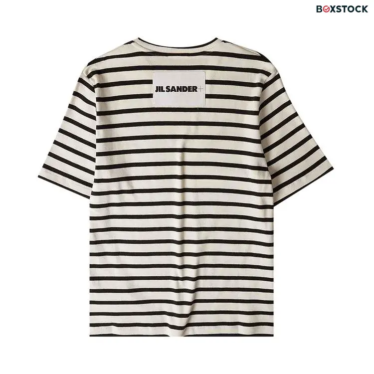 Jil Sander Plus Striped Back Logo T-Shirt 'Natural/Black' Cream Spring/Summer 2023