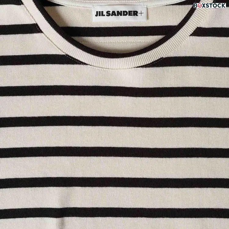 Jil Sander Plus Striped Back Logo T-Shirt 'Natural/Black' Cream Spring/Summer 2023