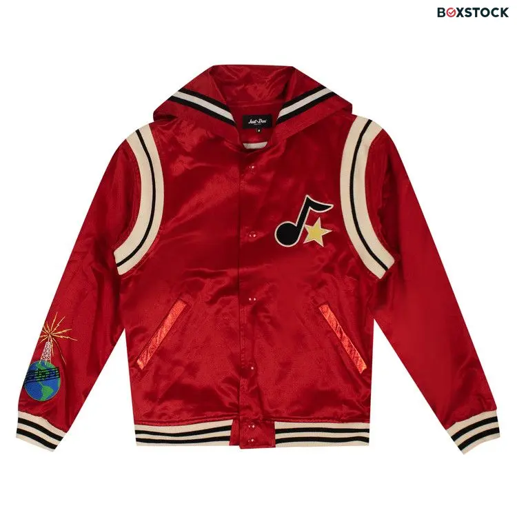Just Don Satin Logo Cape Varsity Jacket 'Red'
