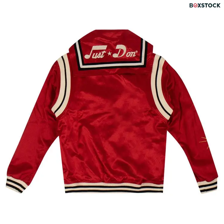 Just Don Satin Logo Cape Varsity Jacket 'Red'