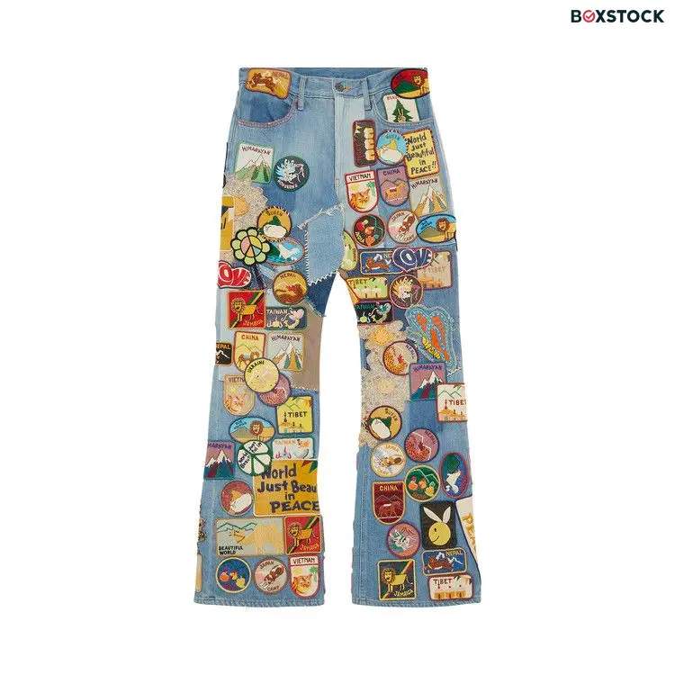 Kapital Beautiful World 12.05oz Denim 5P Rat Flare Pants 'Blue' Spring/Summer 2023