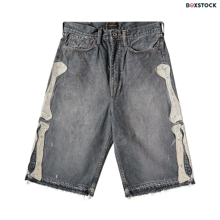 Kapital Bone Denim Shorts 'Black' Spring/Summer 2024