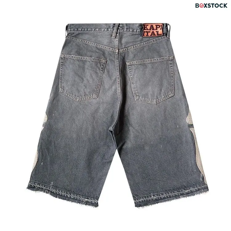 Kapital Bone Denim Shorts 'Black' Spring/Summer 2024