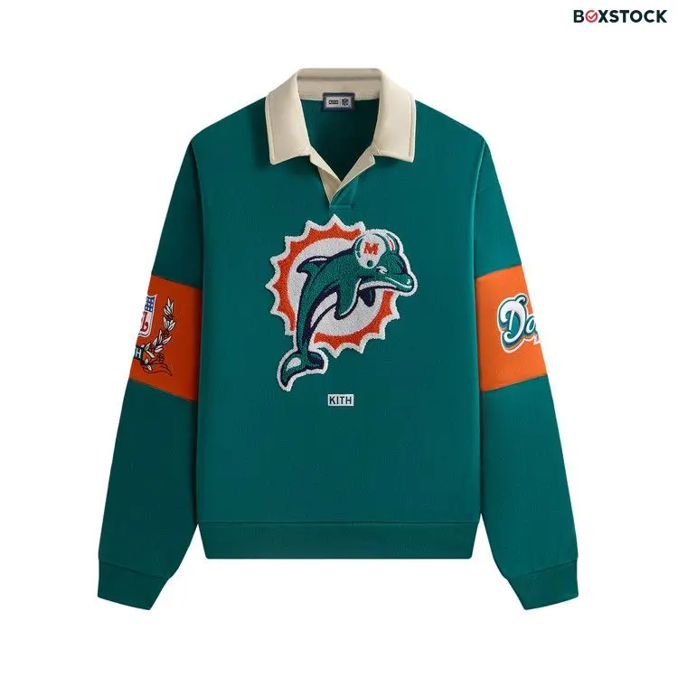 Kith & '47 for the NFL: Dolphins Nelson Collared Pullover 'Center' Green Fall/Winter 2024