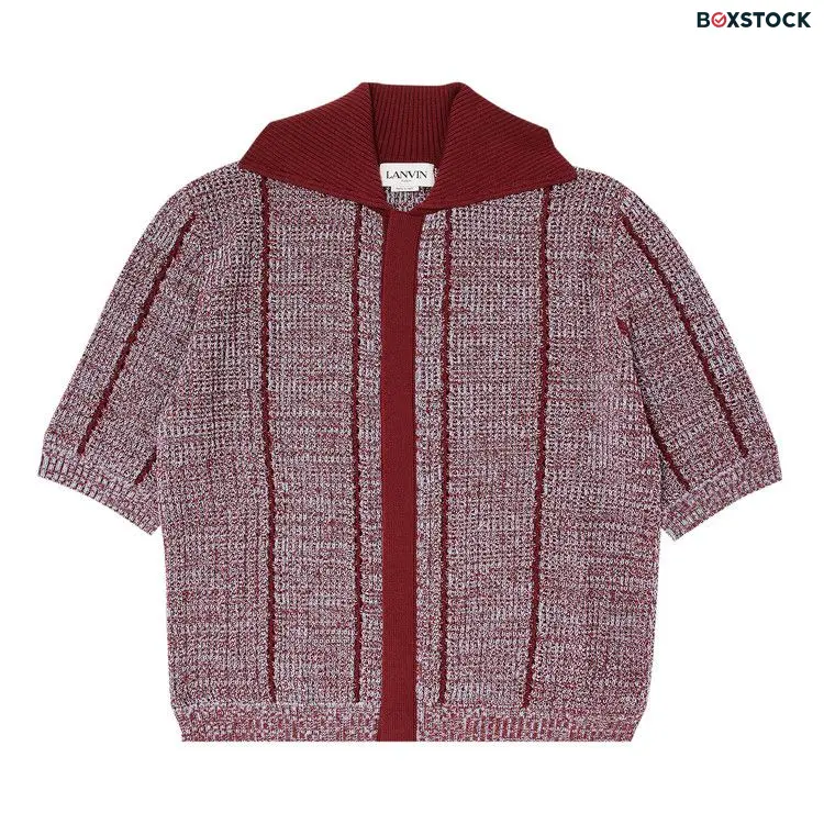 Lanvin Lace Knit Button Up Polo 'Red/Multicolor' Pre-Spring 2024