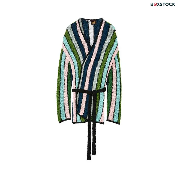 Loewe Stripe Belted Cardigan 'Green/Multitone' Fall/Winter 2022