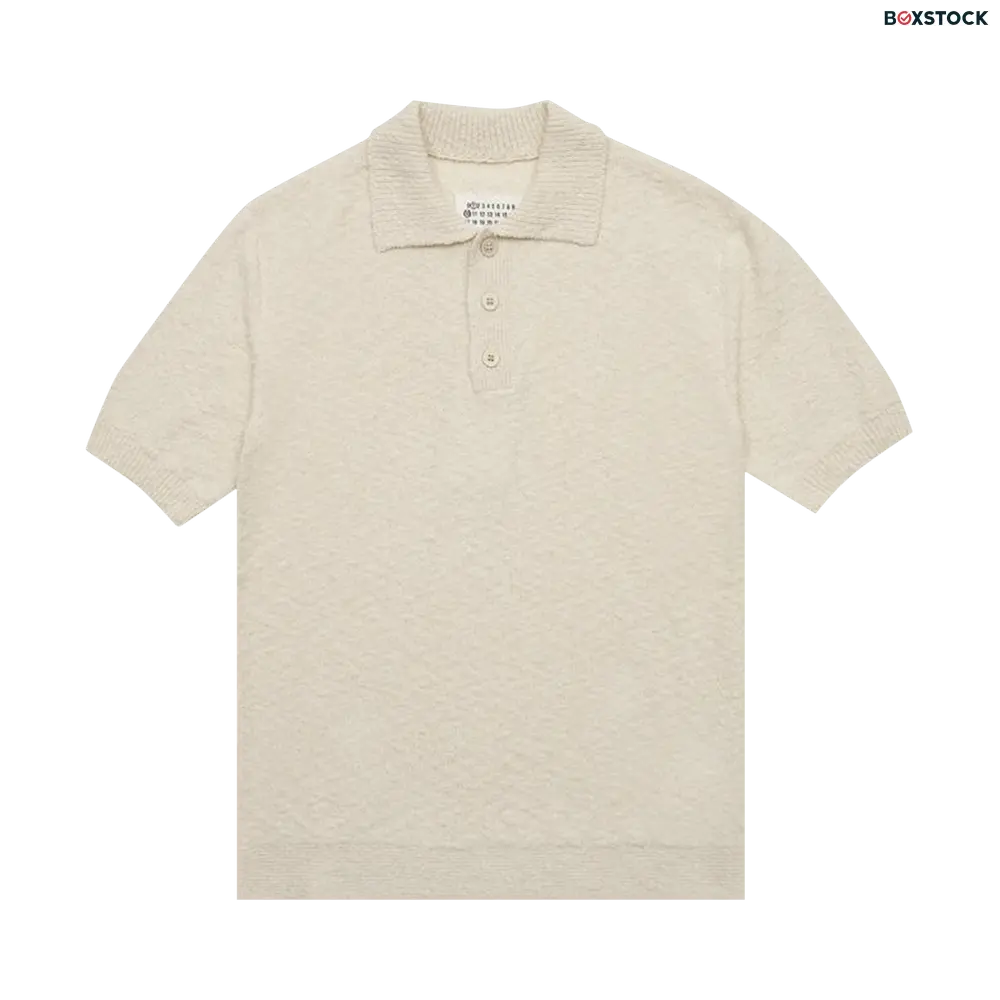 maison margiela Maison Margiela Boucle Knit Polo Shirt 'Off White' Fall/Winter 2023