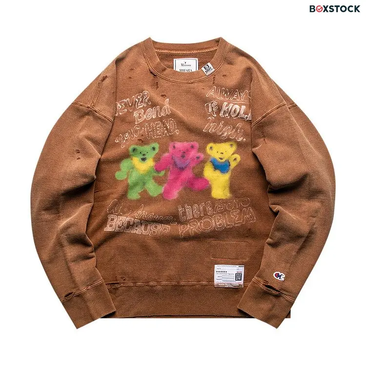 Maison Mihara Yasuhiro Distressed Graffiti Pullover 'Brown' Fall/Winter 2022