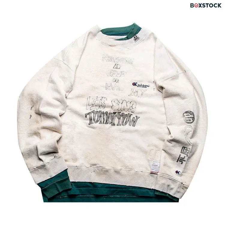 Maison Mihara Yasuhiro Sing Tomorrow Pullover 'White/Green' Fall/Winter 2022